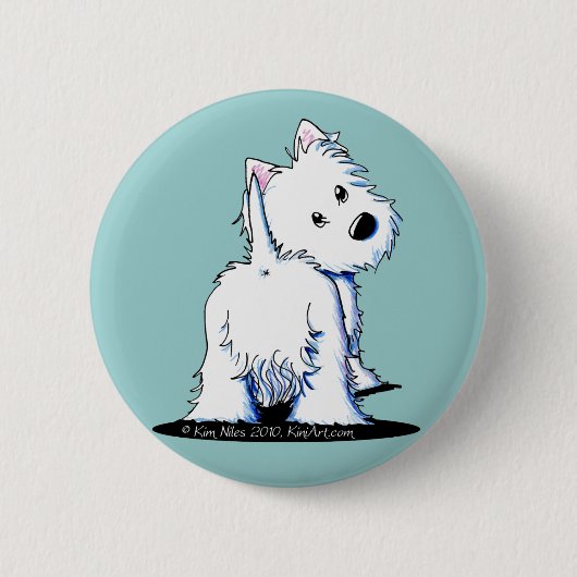 KiniArt Fluffy Hintern Westie Button (Vorderseite)