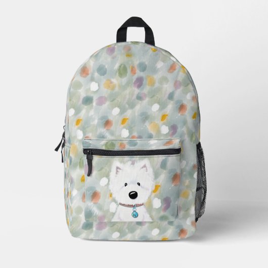 KiniArt Fluffy Westie Impressionen Bedruckter Rucksack (Vorderseite)