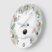 KiniArt Fluffy Westie Impressionen Große Wanduhr (Winkel)