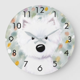 KiniArt Fluffy Westie Impressionen Große Wanduhr
