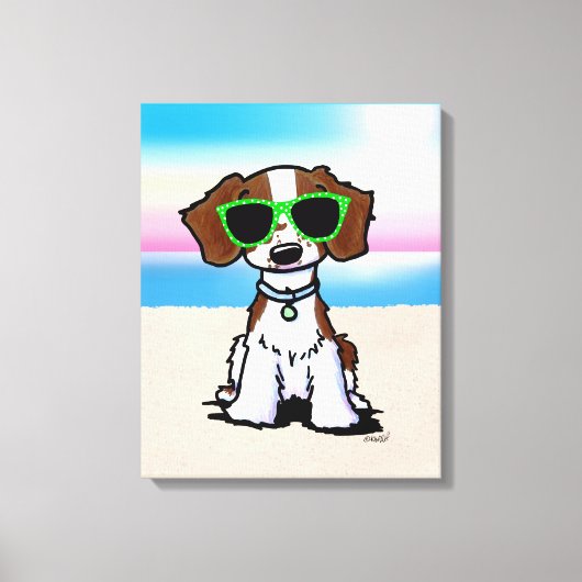 KiniArt Französisch Bretagne Dog Beach Canvas Prin Leinwanddruck (Vorderseite)