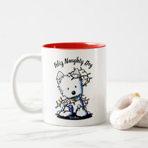 KiniArt Freighted Westie Weihnachten Zweifarbige Tasse