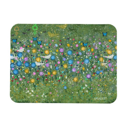 KiniArt Garden Abstrakte Vögel und Schmetterlinge Magnet (Horizontal)