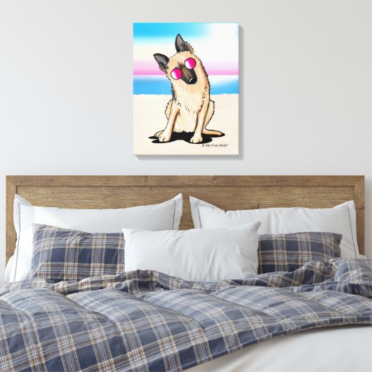 KiniArt German Shepherd Beach Leinwanddruck (Insitu (Schlafzimmer))