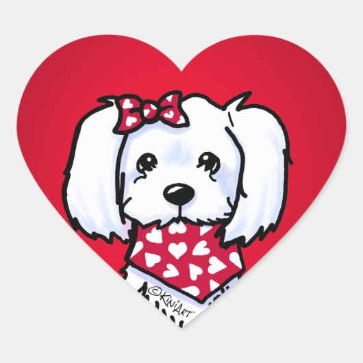 KiniArt Gidget Portrait Rotes Herz Sticker (Vorderseite)