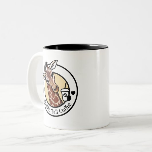 KiniArt Giraffe-Kaffee Zweifarbige Tasse (Vorderseite Links)