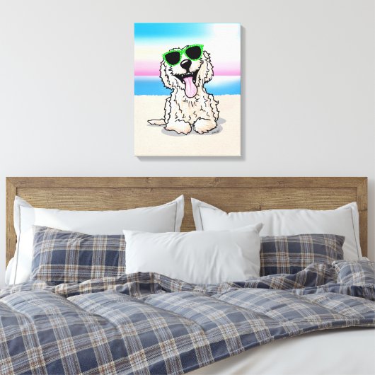 KiniArt Goldendoodle Dog Beach Canvas Print Leinwanddruck (Insitu (Schlafzimmer))