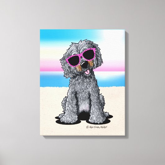 KiniArt Goldendoodle Dog Beach Leinwanddruck (Vorderseite)