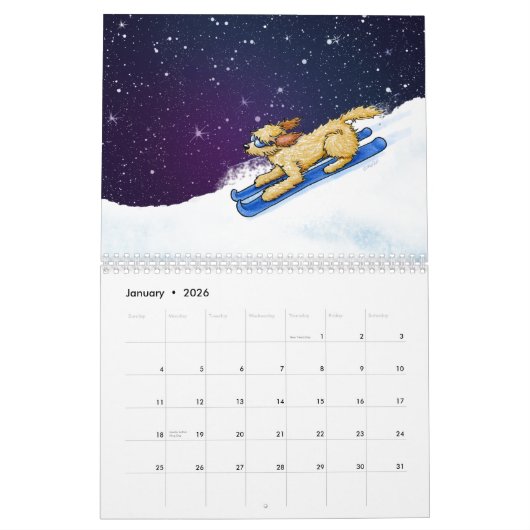 KiniArt Goldendoodle-Kalender Kalender (Jan 2026)