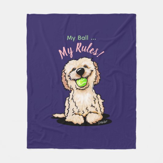 KiniArt Goldendoodle MY BALL Fleecedecke (Vorderseite)