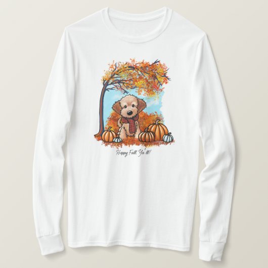 KiniArt Goldendoodle Pup Herbst T-Shirt (Design vorne)