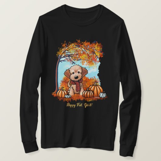 KiniArt Goldendoodle Pup Herbst T-Shirt (Design vorne)