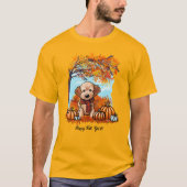 KiniArt Goldendoodle Pup Herbst T-Shirt (Vorderseite)