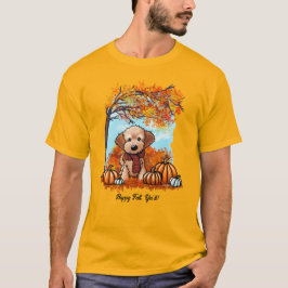KiniArt Goldendoodle Pup Herbst T-Shirt