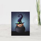 KiniArt Goldendoodle Witch Halloween Karte (Vorderseite)