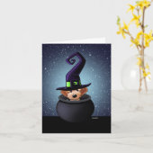 KiniArt Goldendoodle Witch Halloween Karte (Gelbe Blume)