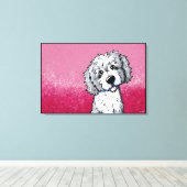 KiniArt Gray and White Goldendoodle Leinwanddruck (Insitu (Holzboden))