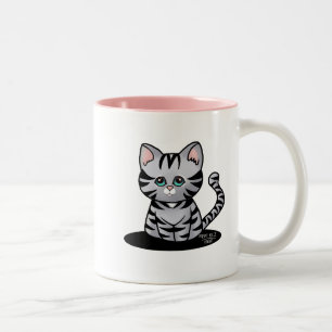 KiniArt Gray Tabby Kitten Zwei-Tone-Tasse Zweifarbige Tasse
