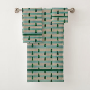 KiniArt Green Kariert Trees Badhandtuch Set