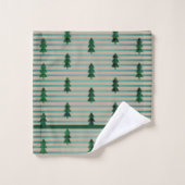 KiniArt Green Kariert Trees Badhandtuch Set (Waschlappen)