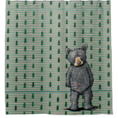 KiniArt Green Kariert Trees Duschvorhang (Vorderseite)