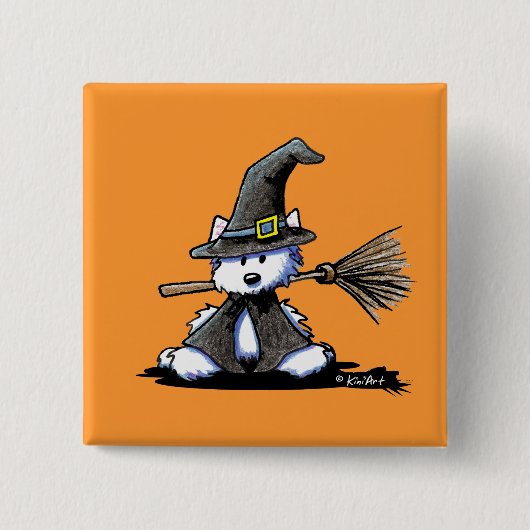 KiniArt Halloween Westie Witch Button (Vorderseite)