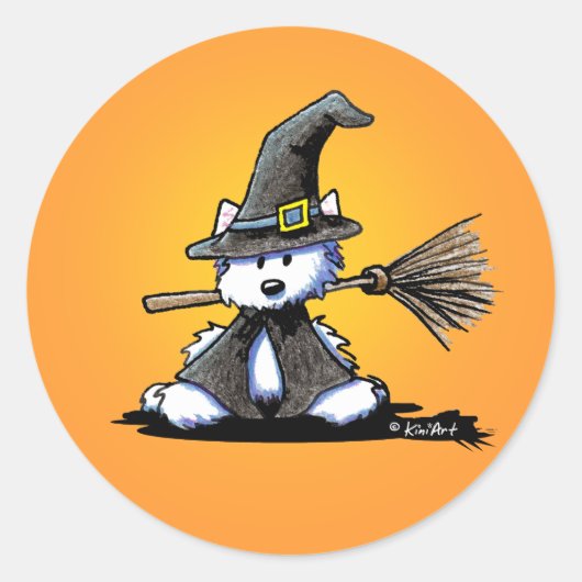 KiniArt Halloween Westie Witch Sticker (Vorderseite)