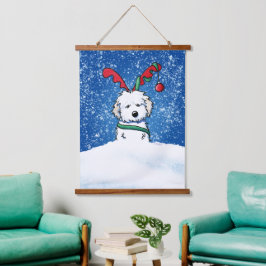 KiniArt Havanese Hund Hanging Tapestry Wandteppich Mit Holzrahmen