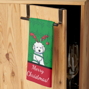 KiniArt Havanese Rentier Weihnachten Geschirrtuch
