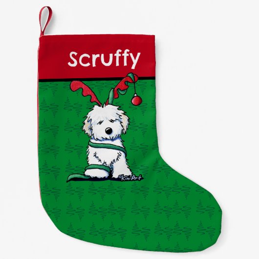 KiniArt Havanese Rentier Weihnachten Kleiner Weihnachtsstrumpf (Vorderseite)