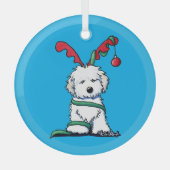 KiniArt Havanese Rentierglas Ornament Aus Glas (Vorderseite)