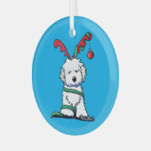 KiniArt Havanese Rentierglas Ornament Aus Glas (Vorderseite links)