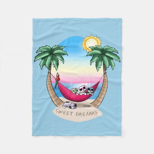 KiniArt Havanese Tropical Sweet Dreams Fleecedecke (Vorderseite)