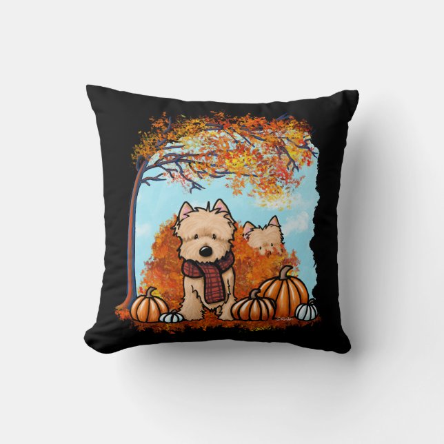 KiniArt Herbst Cairn Terriers Kissen (Vorderseite)