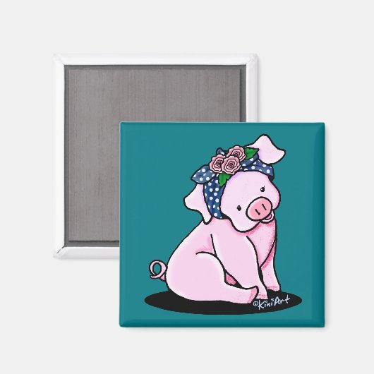 KiniArt Hübsch Pig Magnet (Vorderseite/Rückseite)