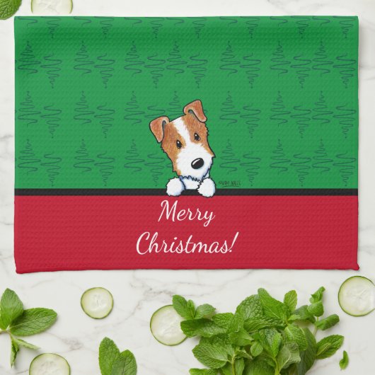 KiniArt Jack Russell Weihnachtsküche Handtuch (Gefaltet)