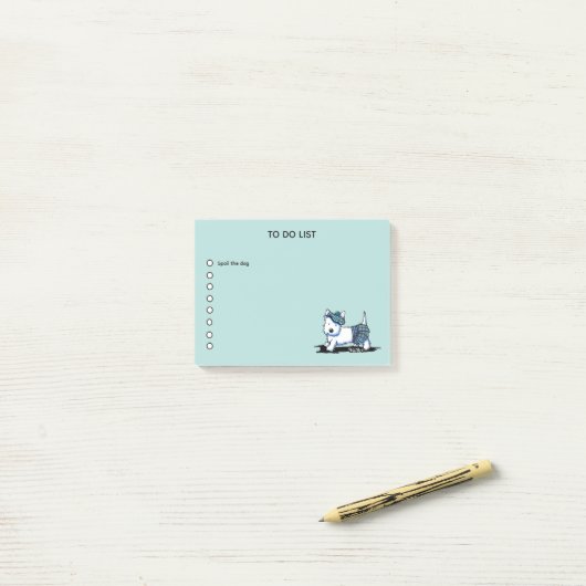 KiniArt Kilted Westie Note Pad Post-it Klebezettel (Auf Schreibtisch)