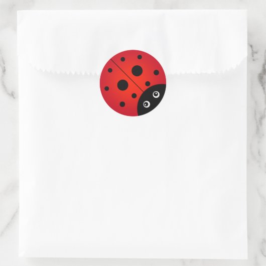 KiniArt Ladybug Classic Round Sticker (Tasche)