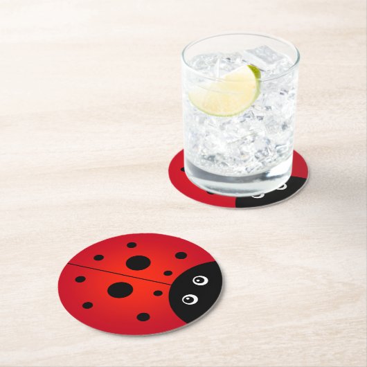 KiniArt Ladybug Runder Pappuntersetzer (Vor Ort)