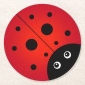 KiniArt Ladybug Runder Pappuntersetzer (Vorderseite)