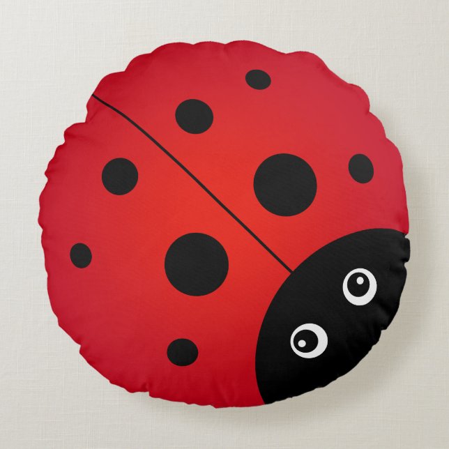 KiniArt Ladybug Rundkissen Rundes Kissen (Vorderseite)