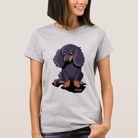 KiniArt langhaarige Dackel T-Shirt (Vorderseite)