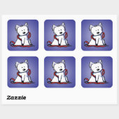 KiniArt Leash Westie Square Sticker (Blatt)