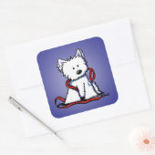 KiniArt Leash Westie Square Sticker (Umschlag)
