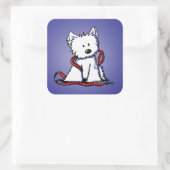 KiniArt Leash Westie Square Sticker (Tasche)