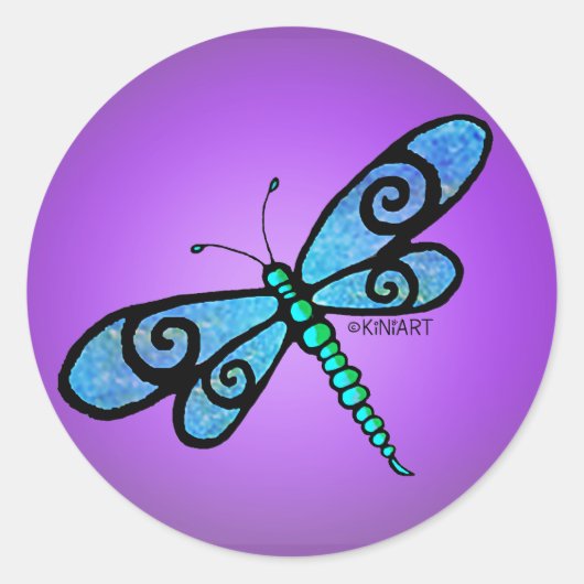 KiniArt Libellen-Aufkleber Runder Aufkleber (Vorderseite)