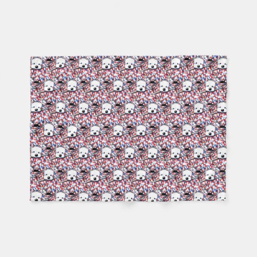 KiniArt Liberty Westie Portrait Fleecedecke (Vorderseite (Horizontal))