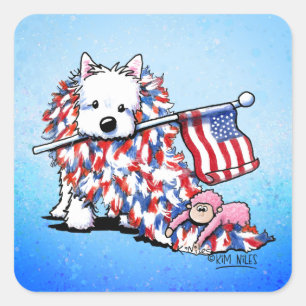 KiniArt Liberty Westie Quadratischer Aufkleber