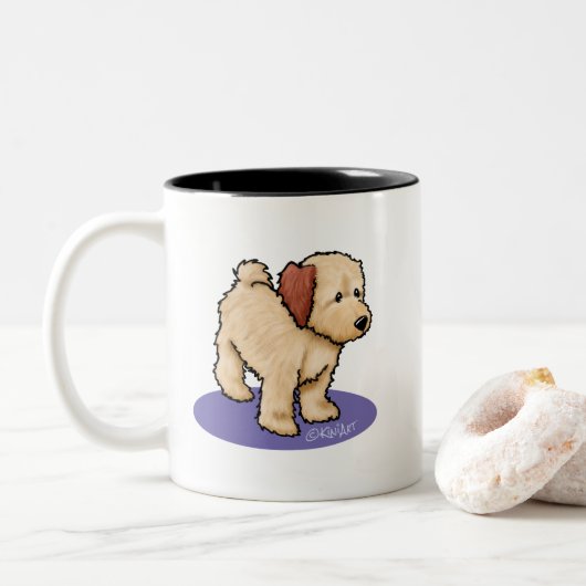 KiniArt Life ist Goldener DOODLE-T - Shirt Zweifarbige Tasse (Mit Donut)