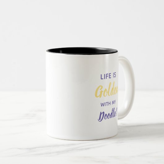 KiniArt Life ist Goldener DOODLE-T - Shirt Zweifarbige Tasse (VorderseiteRechts)